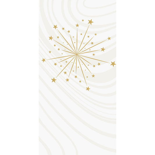 Ein goldener Sternenhimmel und abstrakte Linien auf Weiß machen die Bio-Dunisoft-Servietten 40x40cm 1/8F der Duni GmbH zu einer stilvollen und nachhaltigen Wahl für jeden Tisch.
