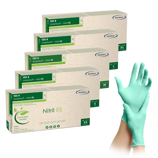 MaiMed-Nitrile BIO, non-sterile, powder-free Latex-free nitrile glove, green, 100 pieces/box