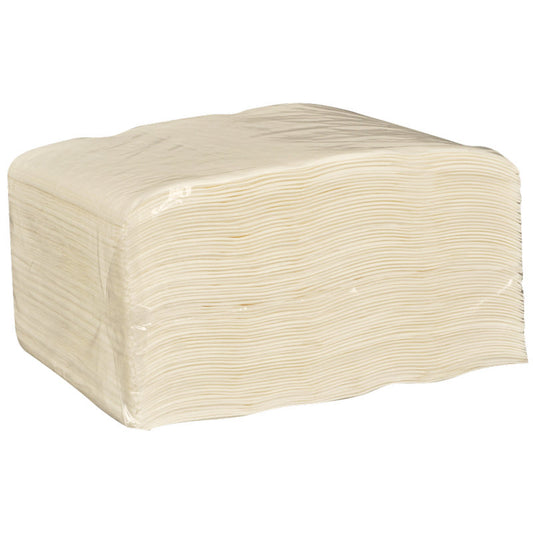 Eine große Packung Abena Re-Seller GmbH Einmal-Waschlappen, Papier 6-lagig, 19x26 cm, Weiß (120 Paar), gefaltet und in Klarsichtfolie verpackt - ideal für den Einsatz in Pflegeeinrichtungen.