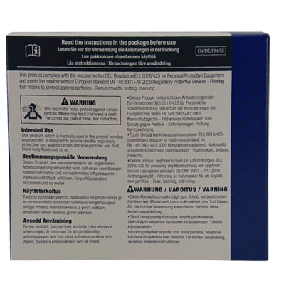 FFP2 respiratory mask, white, 10 pieces. / Box without valve, ear loops | Box (10 pieces)