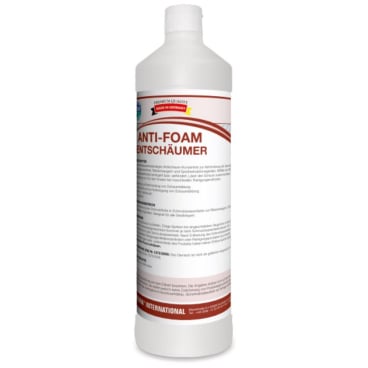 The Arcora Anti-Foam Defoamer (1 l) from Arcora International GmbH comes in a white plastic bottle with red and white labeling, multilingual instructions, and a screw cap - ideal for industrial cleaning processes.