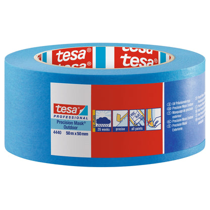 tesa Professional 4440 Präzisionskrepp Außen UV PLUS Malerband, blau 50 m x 50 mm