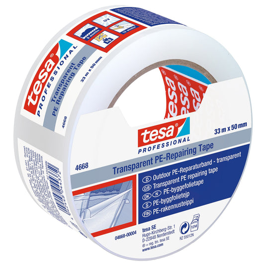 tesa Professional 4668 Transparent Film Tape, 33 m x 50 mm