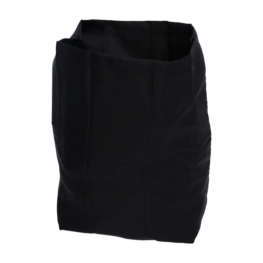 Der EMIL DEISS KG (GmbH + Co.) DEISS 6510 Wiederverwendbarer Abfallsack (1 Stück), 550x600 mm, schwarz, ist ein rechteckiger, schwarzer Stoff-Abfallsack mit offenem Top, der leer und aufrecht vor weißem Hintergrund steht.