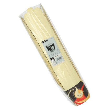 A transparent plastic packaging contains 50 light yellow, square disposable Starpak Snack Boxes "To Go" (750 ml), with a label featuring product details, a cup image, and the brand name "Starpak".