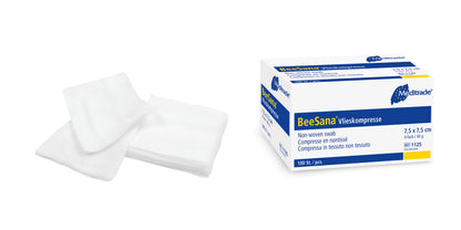 BeeSana® fleece compress, non-sterile, 4-fold, 40 g, 7.5 x 7.5 cm | Pack (100 pieces)