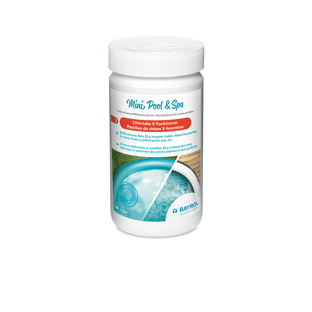 BAYROL Mini Pool & Spa Chlorine Tabs 5 Functions 1 kg for Algae Prevention | Can (1 kg) 