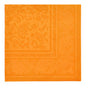 Die Servietten "ROYAL Collection" 1/4-Falz 40x40 cm der PAPSTAR GmbH 20 Servietten in Orange haben eine geprägte Blumen- und Blätterbordüre mit dezentem Wirbeldesign in der Mitte - ideal für eine elegante Tischdekoration.