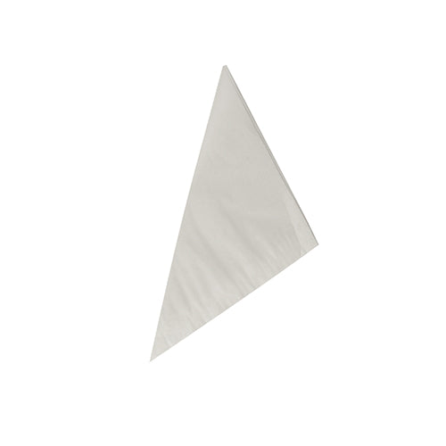 A single white triangular napkin – like the PAPSTAR 1000 cone napkins, white cellulose of the PAPSTAR GmbH – is folded diagonally and presented on a white background, perfect as elegant catering accessories.