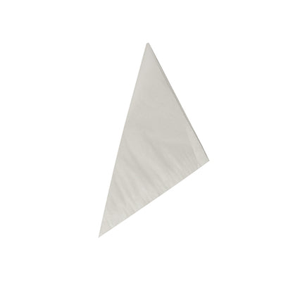 A single white triangular napkin – like the PAPSTAR 1000 cone napkins, white cellulose of the PAPSTAR GmbH – is folded diagonally and presented on a white background, perfect as elegant catering accessories.