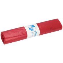 Eine Rolle DEISS ECOFINE® Abfallsäcke 13900, 120 Liter, aus Recycling-LDPE/LLDPE von EMIL DEISS KG (GmbH + Co.) mit weißem Etikett auf weißem Hintergrund-ideal für umweltfreundliche Abfallentsorgung.