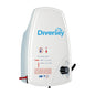 The J1000 dosing station from Diversey Deutschland GmbH & Co. OHG is a white, wall-mounted mixing spray device for a product with a blue logo, temperature display, black rotary knob, and multilingual warning signs.