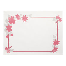 The PAPSTAR 250 placemats (30x40 cm, white) from PAPSTAR GmbH are white rectangular paper placemats with a pink border and floral accents, leaving the center free – ideal as a stylish disposable table protector for any event.