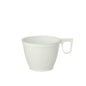 A pack of 10 white Starpak coffee cups (0.18 l, Ø 7.8 cm, 6 cm high) made of durable PS stands on a white background. Each cup has a handle and a simple, conical shape - ideal for daily coffee enjoyment.