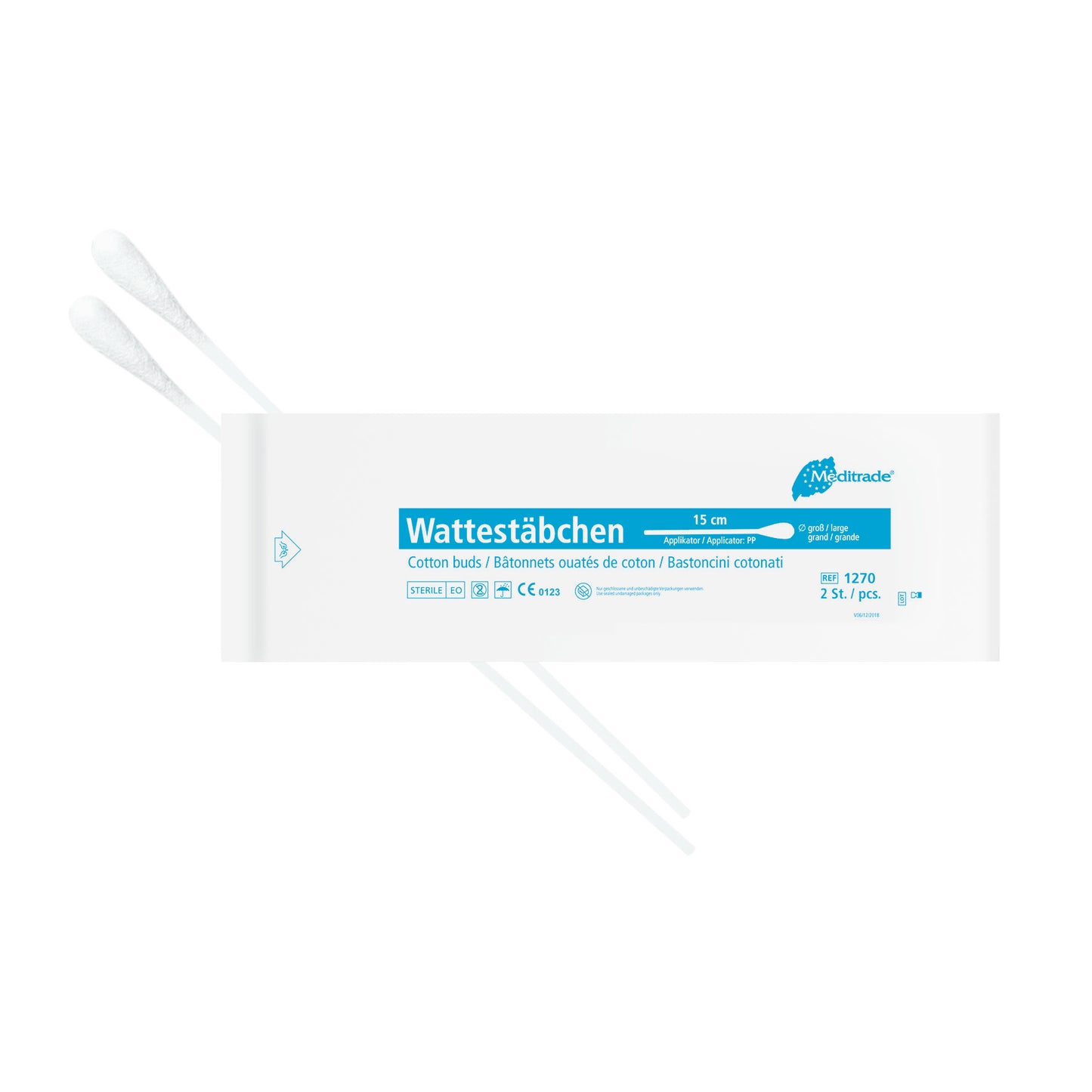 Cotton swabs, sterile packed, length: 15 cm