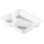 The CPET tray 225x175 mm, White from Duni GmbH with three compartments is a temperature-resistant food packaging (Pack: 300 pieces) and is presented empty against a white background.