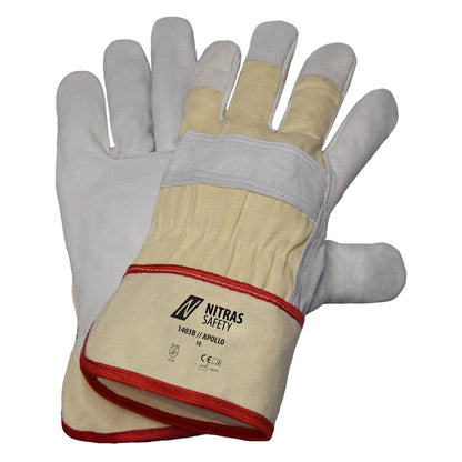 NITRAS APOLLO, full-grain cowhide gloves, natural color / gray