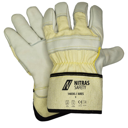 NITRAS ARES, cut protection gloves, natural color / gray