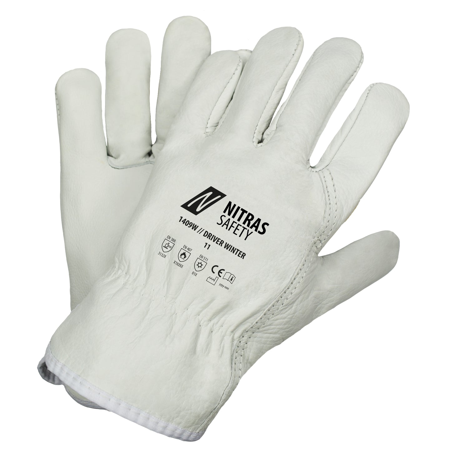 NITRAS DRIVER WINTER, full-grain cowhide gloves, gray