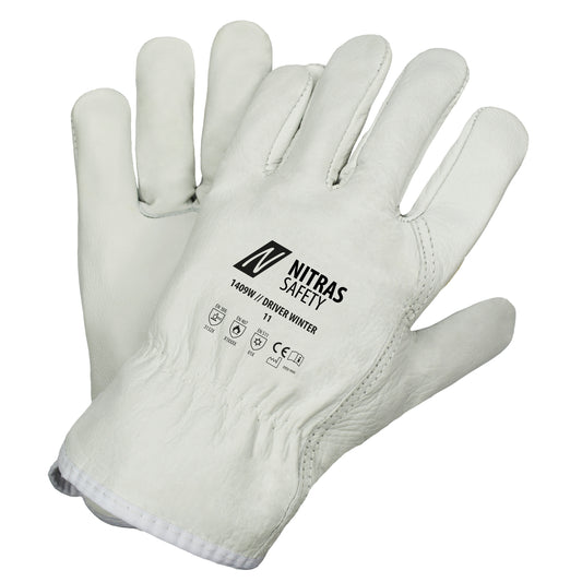 NITRAS DRIVER WINTER, full-grain cowhide gloves, gray