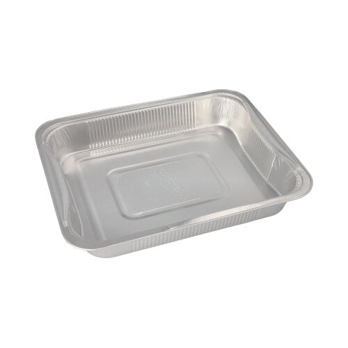 The Starpak 3 Gastronorm container is a rectangular disposable aluminum tray (3.4 L, 5 x 26.2 x 32.2 cm), ideal for storing food or as a GN container. Image empty against a white background. Pack of 3 in shrink wrap.