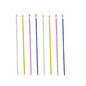 Eight PAPSTAR spaghetti candles, color assorted (Ø 3 mm, 16.5 cm), in gray, yellow, pink, and blue by PAPSTAR GmbH, are lit in a vertical row on a white background.