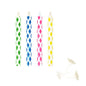 Ten colorful PAPSTAR magic candles (6 cm) with holders from PAPSTAR GmbH stand upright against a plain white background - perfect for any birthday party!