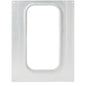 A rectangular metal plate from Duni GmbH with a central round cutout and four corner holes, ideal as a DF15/25 cassette for CPET trays 2400 ml - 1/3 GN size for gastronomy catering.
