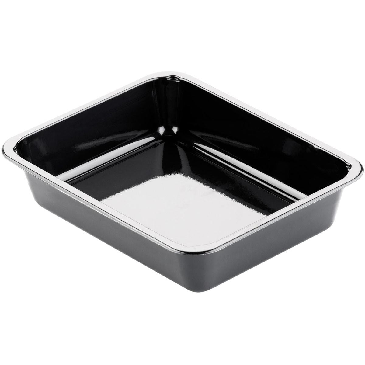 The CPET Tray 1 Black CPET from Duni GmbH: rectangular, slightly rounded corners, shiny - optimal catering solution, empty on a white background.