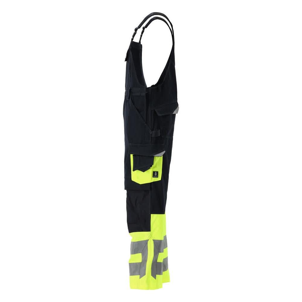 MASCOT® Sunderland dungarees, black blue/hi-vis yellow