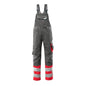 MASCOT® Sunderland dungarees, dark anthracite/hi-vis red