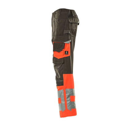 MASCOT® Leeds trousers, dark anthracite/hi-vis red