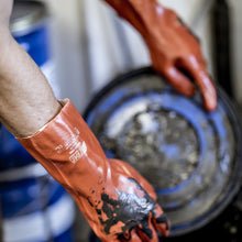 NITRAS chemical protection gloves, red, EN 388, EN ISO 374 cotton jersey | Pack (12 pairs)