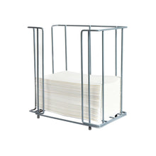 Der Duni GmbH Metall Servietten-Dispenser 33 cm 1/8F hält einen Stapel Servietten stilvoll aufrecht in einem eleganten, rechteckigen Metallrahmen - ideal für die Gastronomie.