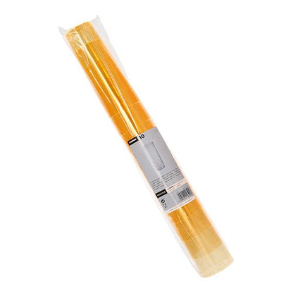 A roll of clear plastic wraps around ten Starpak long drink glasses (PS 0.3 l, Ø5.85 cm × 15.2 cm) with a white-gray label featuring the Starpak brand name, product information, and barcode in the middle.