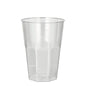 A transparent Starpak Latte Macchiato cup made of plastic (0.3 l, 8 cm Ø, 11 cm high) with tapered sides and a flat bottom from the Starpak 30-glass set, crystal clear surface, presented against a simple white background.