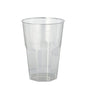 The Starpak 20 glasses for Caipirinha (0.3 l, Ø 8 cm, 11 cm) are transparent PS plastic cups with a faceted bottom design - ideal for serving drinks at parties and events; 20-piece set in shrink wrap.