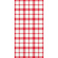 The Duni GmbH Zellt.Serv. 40x40 mm, 3-ply, 1/8 F. Giovanni napkins (250 pack) feature a classic red-white gingham check pattern with a consistently repeating motif and a practical 1/8 fold.