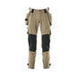 Trousers with hanging pockets, stretch trousers, light khaki