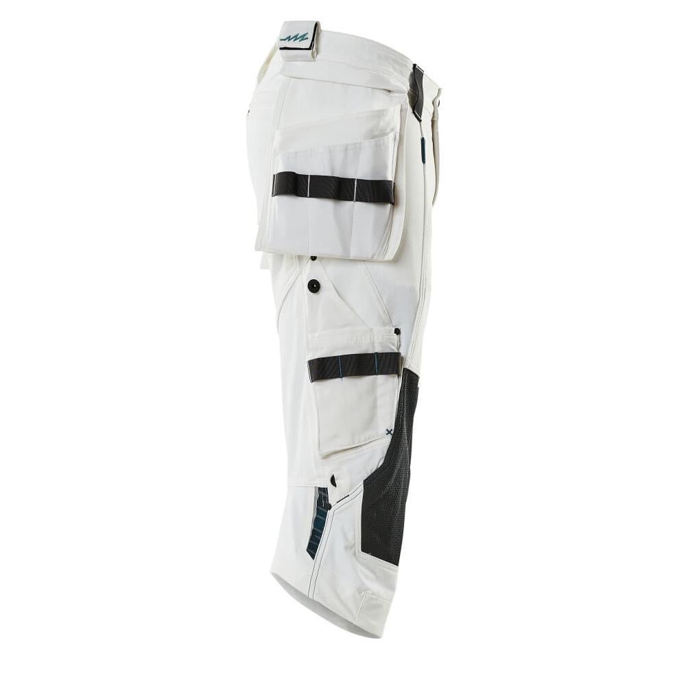 Three-quarter length trousers, hanging pockets, stretch three-quarter length trousers, white