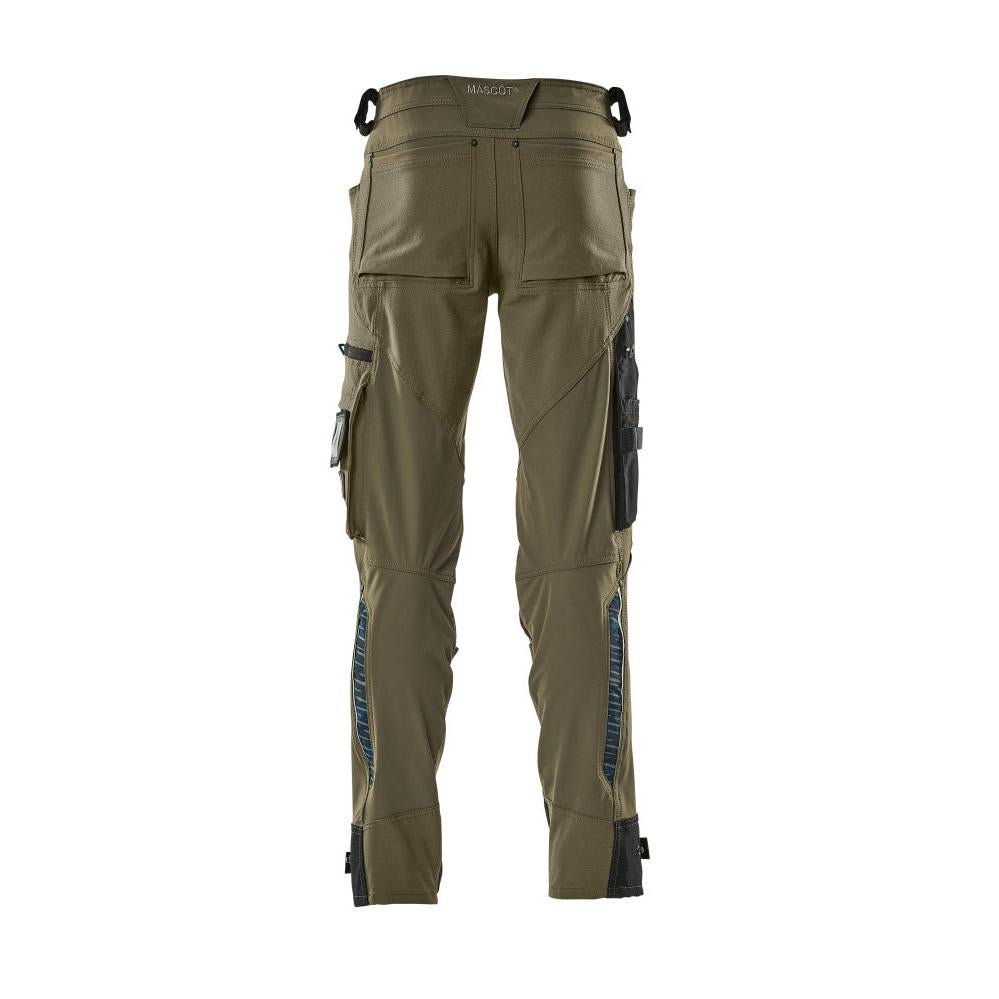 Pants with knee pockets made of Dyneema, stretch pants, moss green