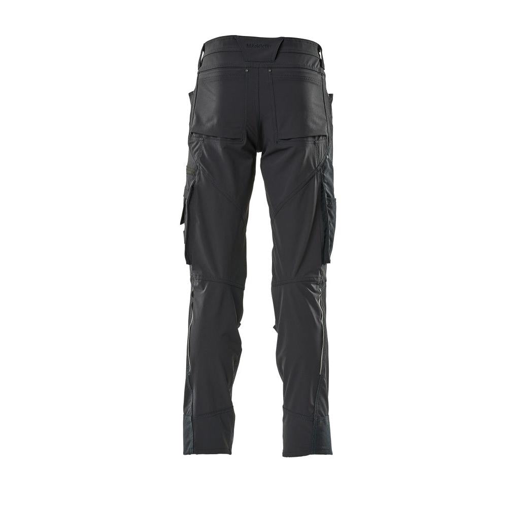 Trousers with knee pockets, stretch, light trousers, black-blue