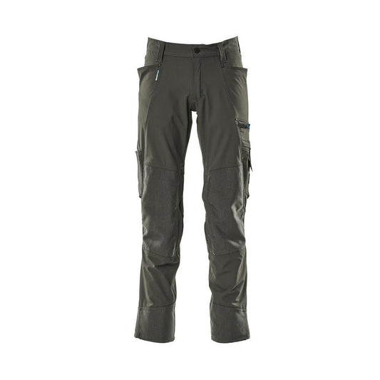 Trousers with knee pockets, stretch, light trousers, dark anthracite