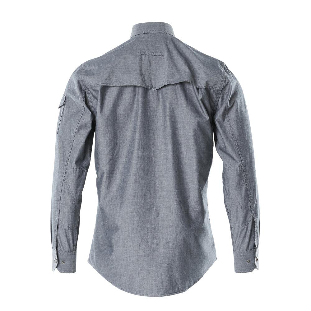 Chambray shirt with mesh lining, washed dark denim