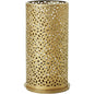 The Bliss candle holder from Duni GmbH (140x75 mm, gold) impresses with its elegant, perforated metal design and solid base - perfect as a decorative holder or organizer. 1 piece per package.