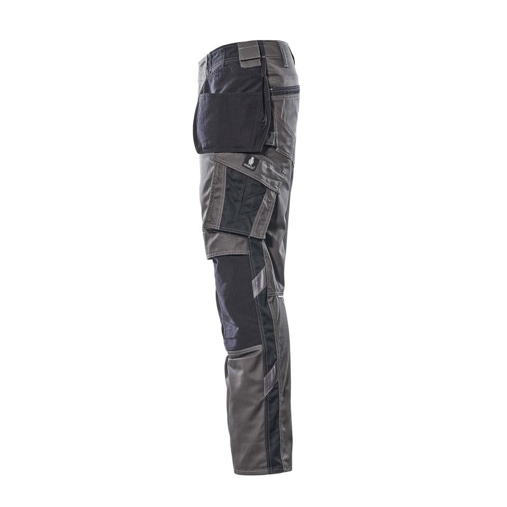 Trousers with hanging pockets, light weight trousers, dark anthracite/black