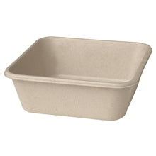 Die Box Bagasse Braun der Duni GmbH ist eine rechteckige, beigefarbene, biologisch abbaubare Box mit leicht abgerundeten Ecken und strukturierter Oberfläche, hergestellt aus umweltfreundlichem Faserformstoff (Bagasse) für nachhaltige Verpackungen.