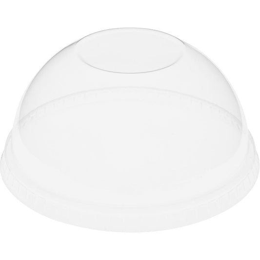 Der Kuppeldeckel ohne Öffnung für 188001-2 von Duni GmbH ist ein transparenter rPET-Kuppeldeckel, ideal für Kaltgetränke und Toppings. Die Verpackung enthält 60 Stück - perfekt für große Events oder Cafés.