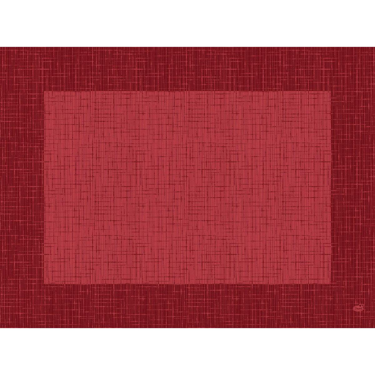 A red square with a textured, grid-like pattern is centered on a dark red background. Both are reminiscent of the woven look of the Dunicel placemats 30 x 40 cm Linnea bordeaux by Duni GmbH (pack of 500 pieces).