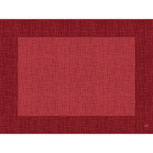 Ein rotes Quadrat mit einem strukturierten, gitterähnlichen Muster ist auf einem dunkelroten Hintergrund zentriert. Beides erinnert an den gewebten Look der Dunicel-Tischsets 30 x 40 cm Linnea bordeaux der Duni GmbH (Packung 500 Stück).